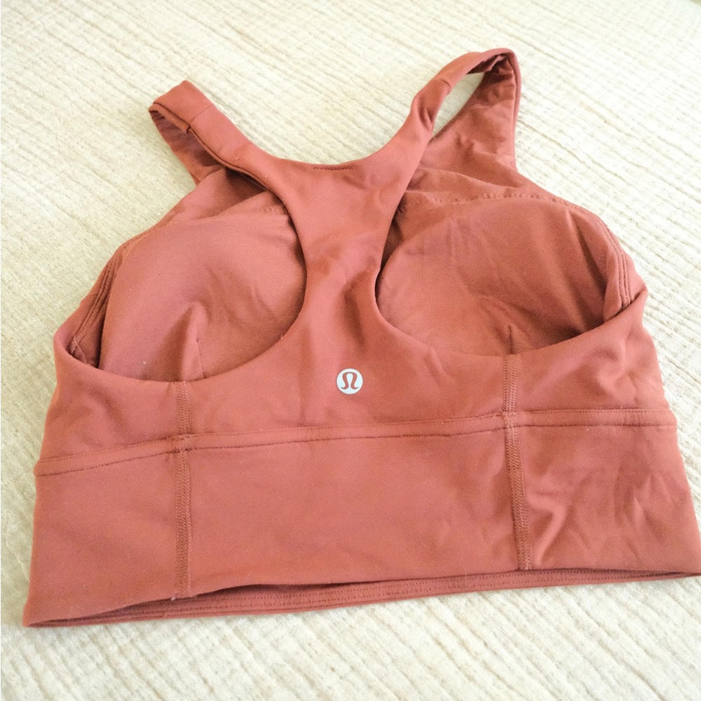 Lululemon Rust Red Wundertrain Longline bra in size 6